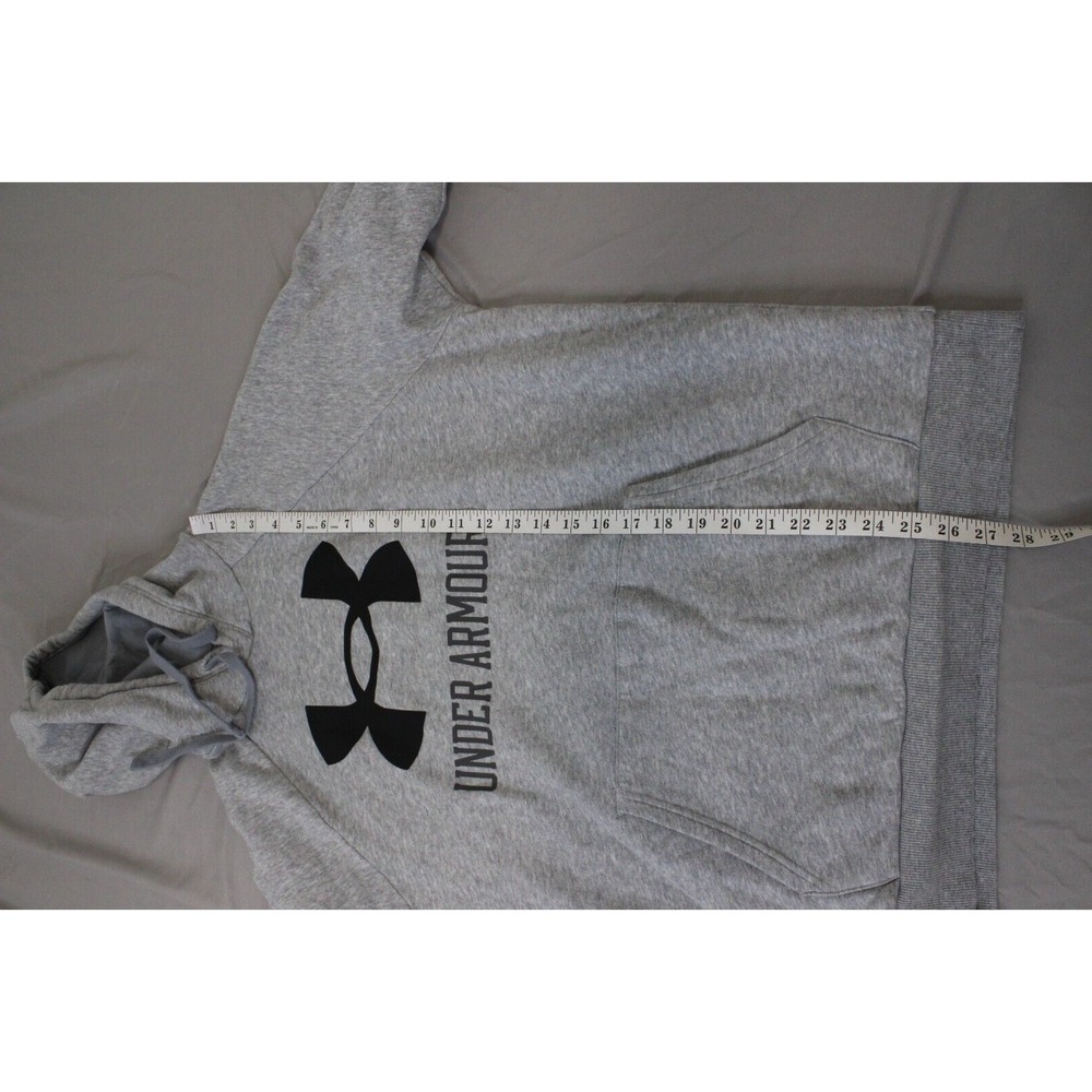 Under Armour Hoodie Mens Medium Gray Fleece Lined Long Sleeve Logo Pullover - Picture 6 of 7